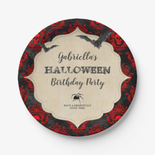 Gothic Vintage Halloween Fledermäuse Geburtstagsfe Pappteller