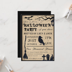 Gothic Vintage Halloween Geburtstagsfeier Einladung