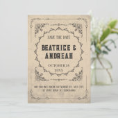 Gothic Vintage Hochzeit Save The Date (Stehend Vorderseite)
