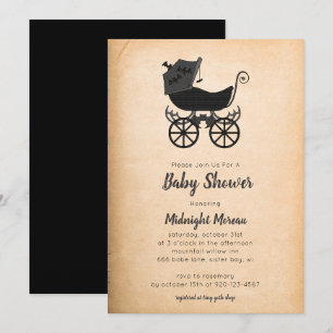 Gothic Vintage Kinderwagen Fledermaus Baby Shower Einladung