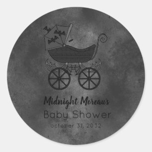 Gothic Vintage Kinderwagen Fledermaus Baby Shower Runder Aufkleber