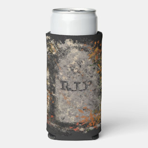 Gothic Vintage R.I.P. Grabstein und Herbstlaub Selters Dosenkühler