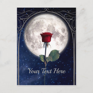 Gothic, Vintage, rote Rose, dunkle Romantik, Nacht Postkarte
