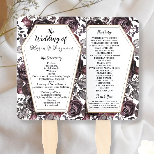 Gothic Vintage Sarg HalloHochzeitsprogramm Hand Fächer