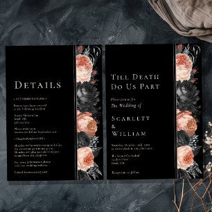 Gothic Vintage Schwarze Bis-zu-Tod-Hochzeit Alles- Einladung