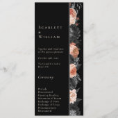 Gothic Vintage Schwarze einfache Hochzeit mit Rosé Programm (Vorderseite)