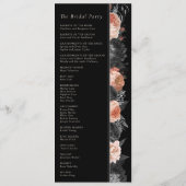 Gothic Vintage Schwarze einfache Hochzeit mit Rosé Programm (Rückseite)