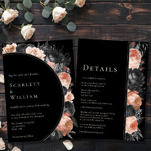 Gothic Vintage Schwarze Hochzeit Alles in Einem Einladung