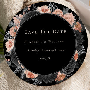 Gothic Vintage Schwarze Hochzeit Rund Save The Date