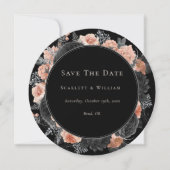 Gothic Vintage Schwarze Hochzeit Rund Save The Date (Vorderseite)