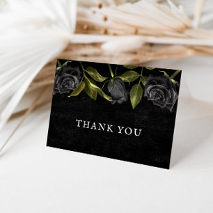 Gothic Vintage Schwarze Rose Brautparty Dankeskarte
