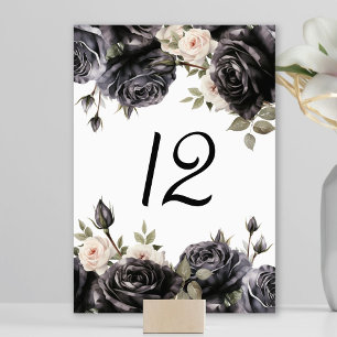 Gothic Vintage Schwarze Rosen Blumen Hochzeit Tischnummer