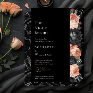 Gothic Vintage Schwarze Röte Hochzeitsnacht Vorher Einladung