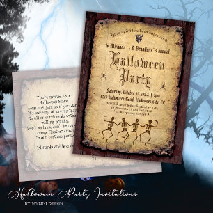 Gothic Vintage-Skelette Halloween-Party-Einladung Postkarte