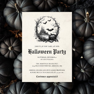 Gothic-Vintage-Stil-Illustration Halloween-Party Einladung