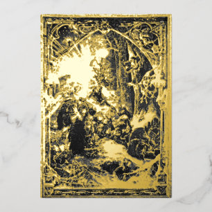 Gothic Vintage Victorianische Ära 1885 Weihnachten Folien Feiertagskarte