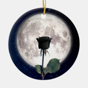 Gothic, Vintage, Viktorianisch, Schwarze Rose, Dun Keramik Ornament