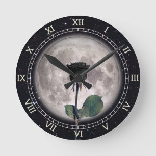 Gothic, Vintage, Viktorianisch, Schwarze Rose, Dun Runde Wanduhr