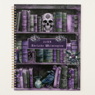 Gothic Violetter Bücherregal-Totenkopf Personalisi Planer