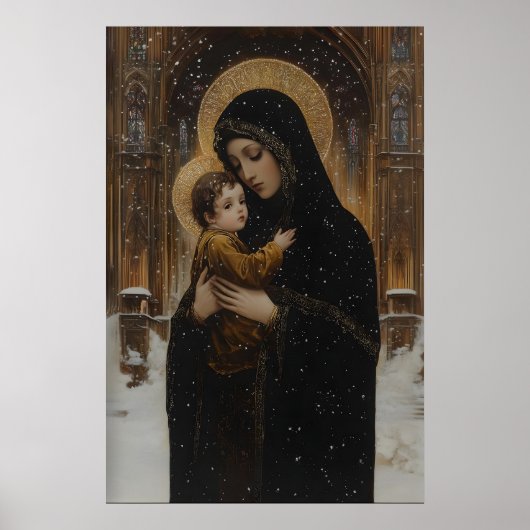 Gothic Virgin Mary and Jesus Art Christian Poster (Vorne)
