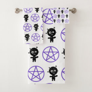 Gothic Voodoo Doll and Pentagram Badhandtuch Set