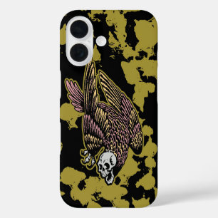 Gothic Vulture Skull Art Grunge Camouflage iPhone 16 Hülle