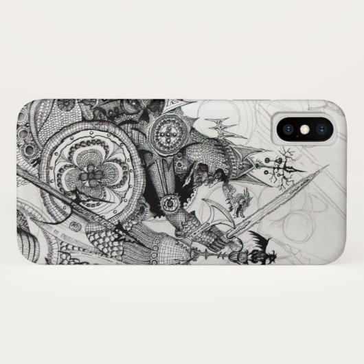 GOTHIC WARRIORS Schwarz-weiße Fantasie Case-Mate iPhone Hülle (Rückseite (Horizontal))