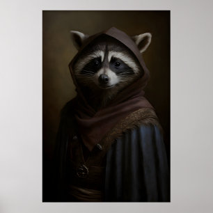 Gothic Waschbär-Kunstprint Victorianischer Schurke Poster