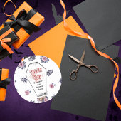 Gothic Watercolor-Coffin Skull Raven-Rose Geburtst Runder Aufkleber