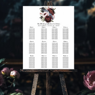 Gothic Watercolor Raven Wedding Seating Chart Poster