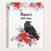Gothic Watercolor Rose Raven Monogram Kalender Planer (Vorderseite)