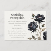Gothic Watercolor Schwarze Rose Hochzeitsempfang Begleitkarte (Vorderseite)