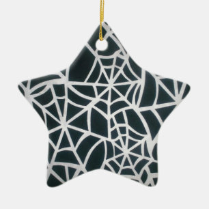 Gothic Web Velocity Bold Black and White Designer Keramik Ornament