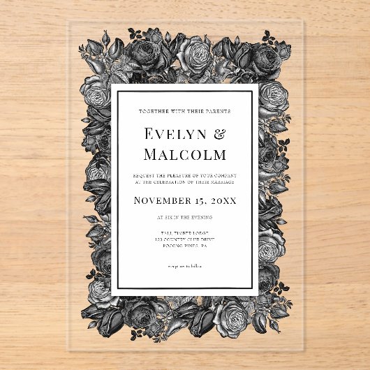 Gothic Wedding Acryleinladungen (Vorderseite)