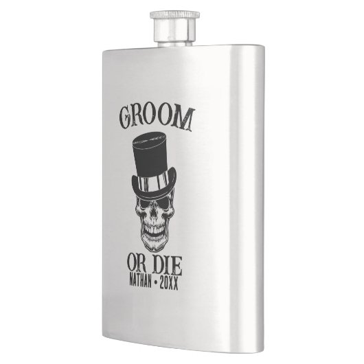 Gothic Wedding Bachelor Party Groom Custom Skull Flachmann (Links)