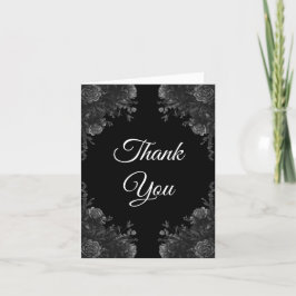 Gothic Wedding Black and Grey Rose Dankeschön Card Dankeskarte