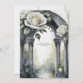 Gothic Wedding Black and White Roses Skulls Bloral Einladung (Rückseite)