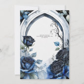 Gothic Wedding Black Blue Rose Arch Alternative Einladung (Rückseite)