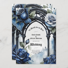 Gothic Wedding Black Blue Rose Arch Alternative Einladung