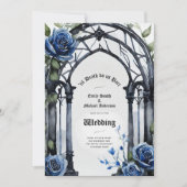 Gothic Wedding Black Blue Rose Arch Alternative Einladung (Vorderseite)