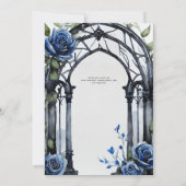 Gothic Wedding Black Blue Rose Arch Alternative Einladung (Rückseite)