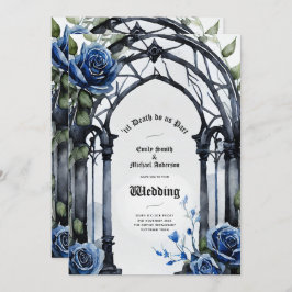 Gothic Wedding Black Blue Rose Arch Alternative Einladung