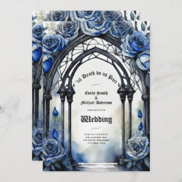 Gothic Wedding Black Blue Rose Arch Alternative Einladung