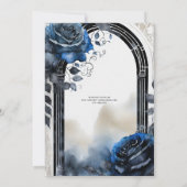 Gothic Wedding Black Blue Rose Arch Alternative Einladung (Rückseite)