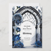 Gothic Wedding Black Blue Rose Arch Alternative Einladung (Vorderseite)