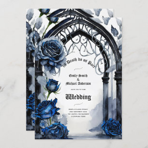 Gothic Wedding Black Blue Rose Arch Alternative Einladung