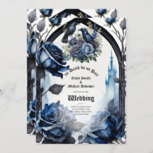 Gothic Wedding Black Blue Rose Ravens