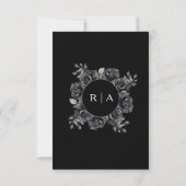 Gothic Wedding Black Dark Floral Details Cards Einladung (Rückseite)
