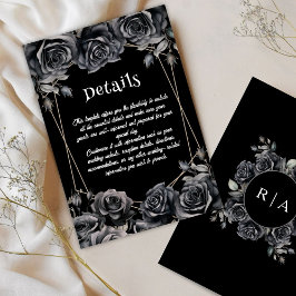 Gothic Wedding Black Dark Floral Details Cards Einladung