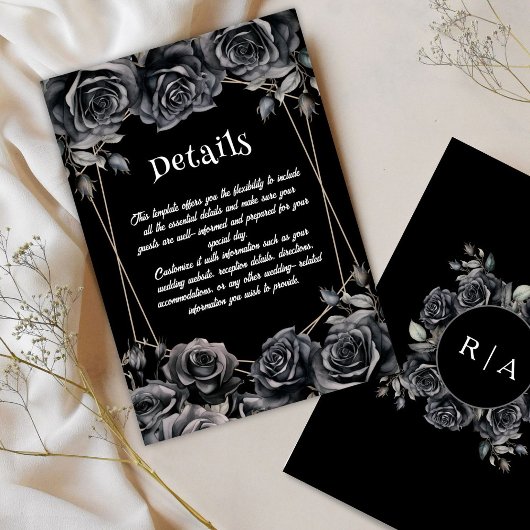 Gothic Wedding Black Dark Floral Details Cards Einladung